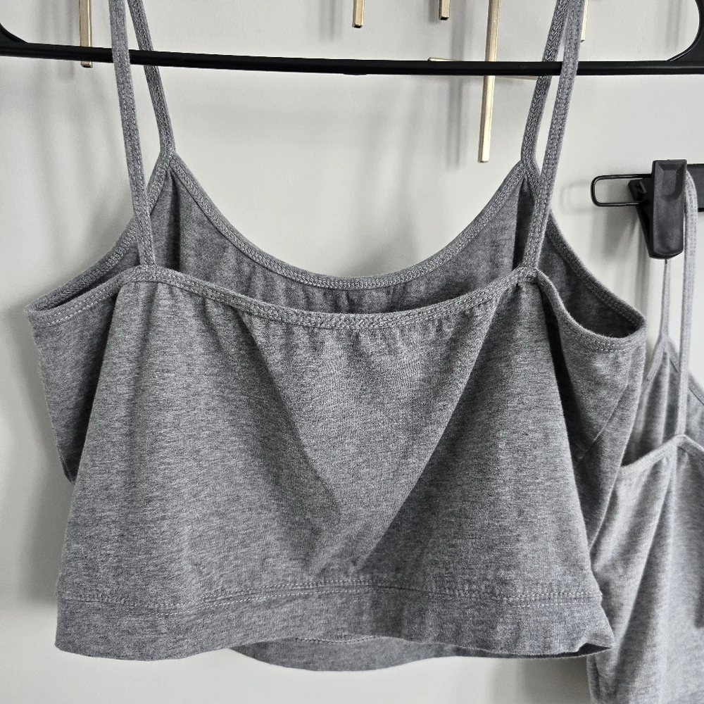 Two Piece Casual Gray Cropped Tank Tops​ - Picture 5 of 8